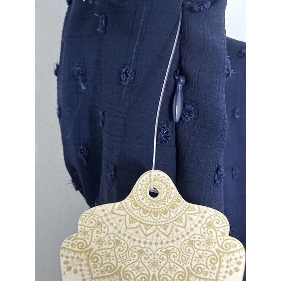 Altard State Navy Blue Polka Dot Chiffon Long Sleeve V Neck Dress Size Large New - Picture 7 of 9